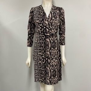 Status by Star Jones Faux Wrap Snakeskin Print Dress S